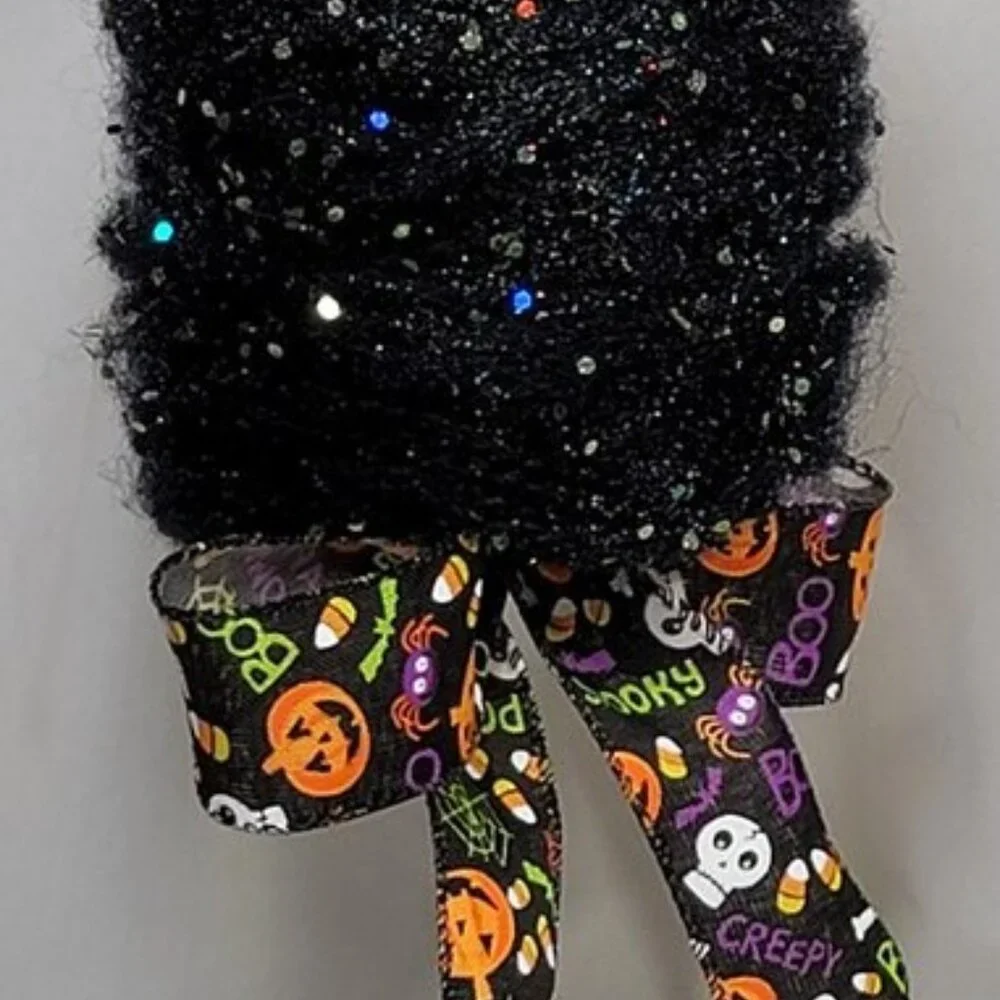 Decorative‎ Faux Iridescent Glittered Halloween Black Cotton Candy